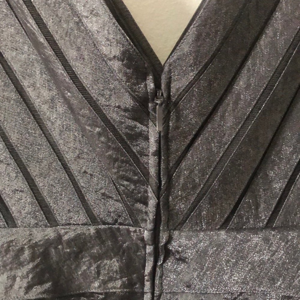 Adrianna Papell 2 Piece Formal Dress Top and Full Length Skirt Grey Metallic - Picture 5 of 13